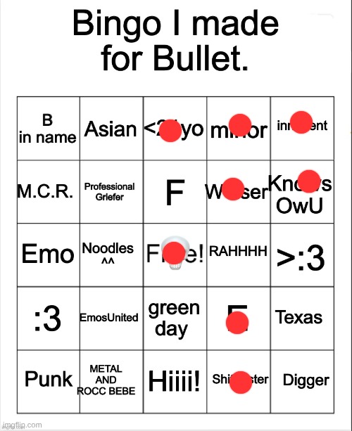 6.7/10 | image tagged in bingo i made for bullet by owu- | made w/ Imgflip meme maker