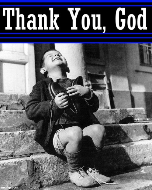 A Boy receives a New Pair of Shoes (after World War II) | image tagged in vince vance,appreciation,gratitude,memes,poverty,new shoes | made w/ Imgflip meme maker