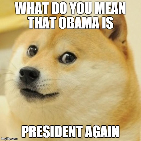 Doge | WHAT DO YOU MEAN THAT OBAMA IS  PRESIDENT AGAIN | image tagged in memes,doge | made w/ Imgflip meme maker