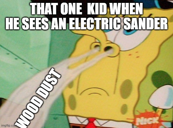 SpongeBob Sniffing | THAT ONE  KID WHEN HE SEES AN ELECTRIC SANDER; WOOD DUST | image tagged in spongebob sniffing | made w/ Imgflip meme maker