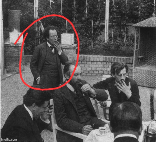 Mahler in the garden of Carl Moll | image tagged in mahler in the garden of carl moll | made w/ Imgflip meme maker
