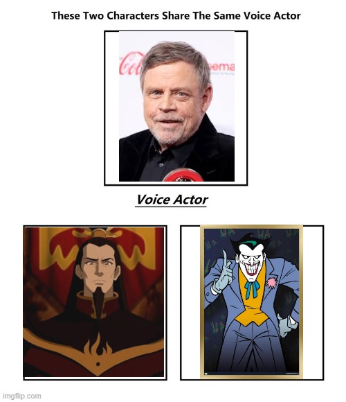 Mark Hamill | image tagged in same voice actor,mark hamill,batman,avatar the last airbender,dc comics,nickelodeon | made w/ Imgflip meme maker