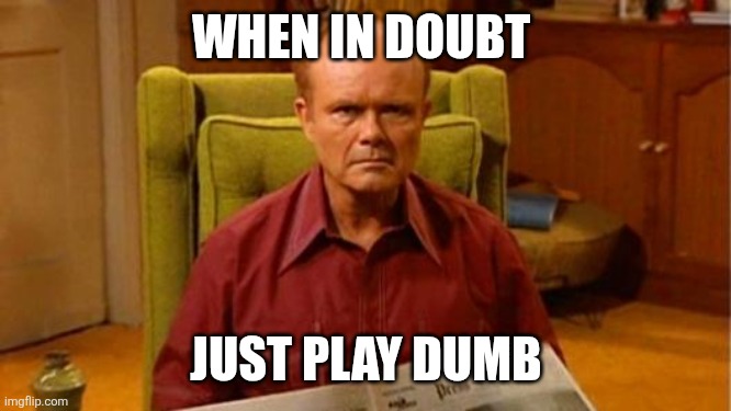 When in Doubt | WHEN IN DOUBT; JUST PLAY DUMB | image tagged in red forman dumbass,funny memes | made w/ Imgflip meme maker
