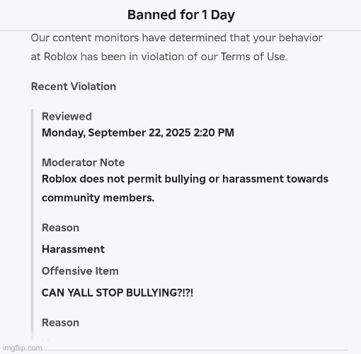 WHAT IS WITH ROBLOX MODERATION THESE DAYS | image tagged in banned from roblox | made w/ Imgflip meme maker
