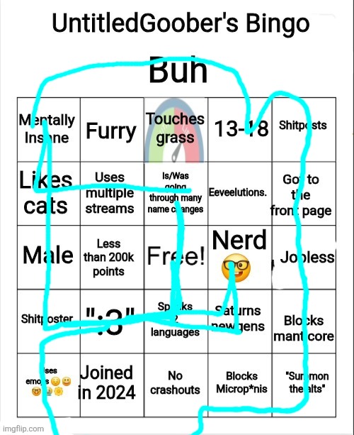 UntitledGoober's Bingo | image tagged in untitledgoober's bingo | made w/ Imgflip meme maker