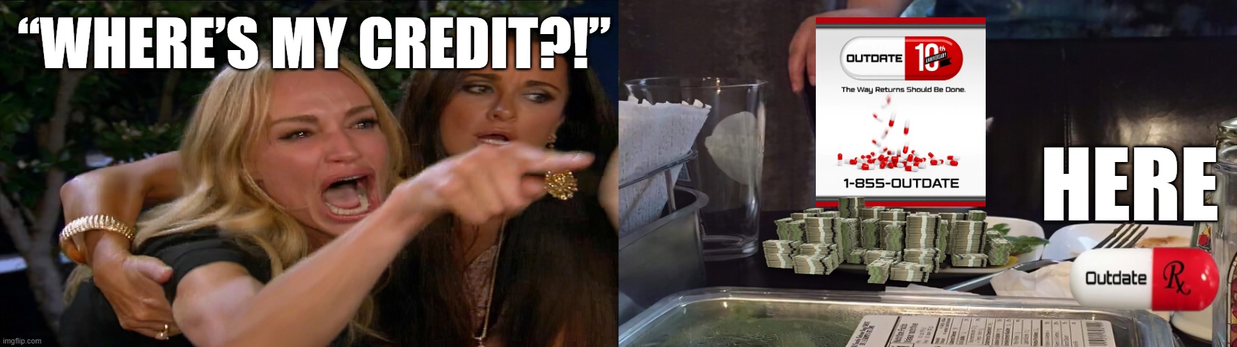 t | “WHERE’S MY CREDIT?!”; HERE | image tagged in pie charts | made w/ Imgflip meme maker