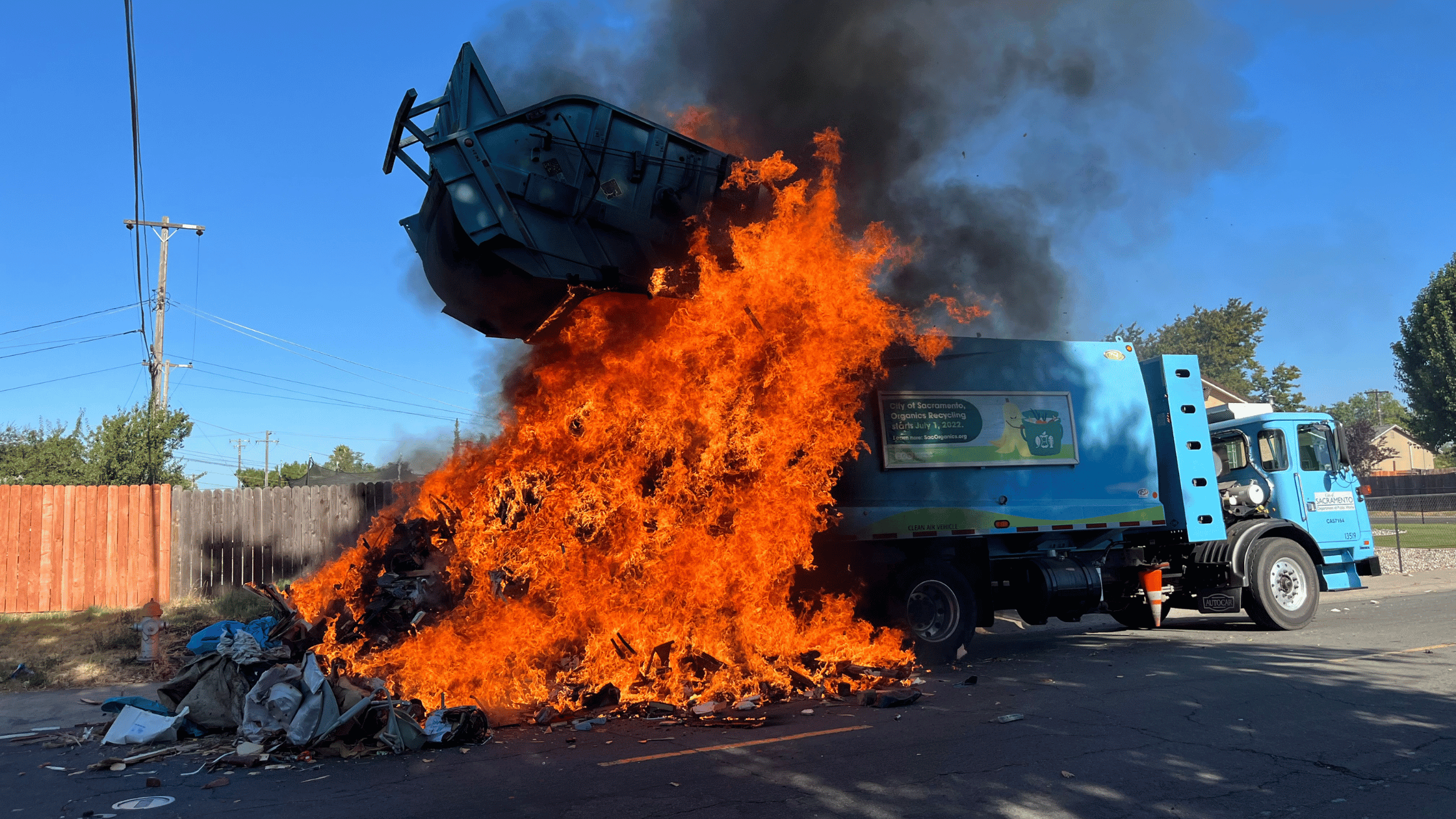 flaming Garbage Truck Blank Meme Template