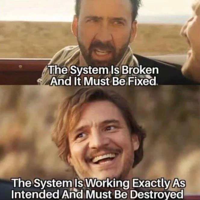 The system is working as intended and must be destroyed Blank Meme Template
