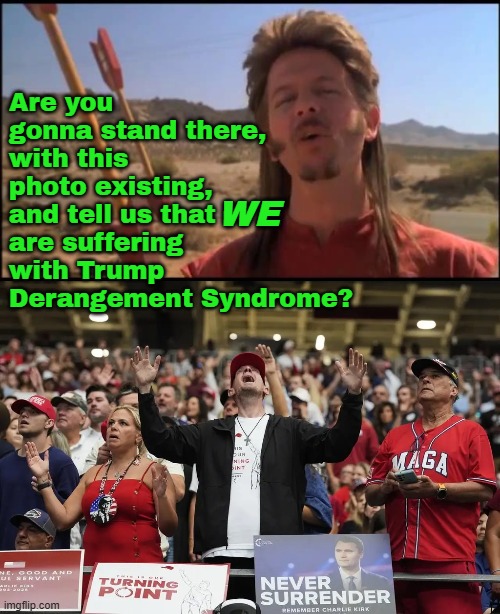 ¿ | Are you gonna stand there, with this photo existing, and tell us that are suffering with Trump Derangement Syndrome? WE | image tagged in joe dirt fireworks,tds,trump derangement syndrome,maga | made w/ Imgflip meme maker