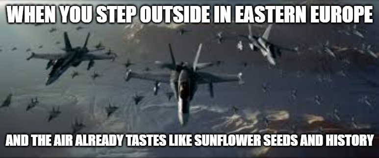 Slavic Black Knights | WHEN YOU STEP OUTSIDE IN EASTERN EUROPE; AND THE AIR ALREADY TASTES LIKE SUNFLOWER SEEDS AND HISTORY | image tagged in slavic black knights,slavic air,slavic lives matter | made w/ Imgflip meme maker