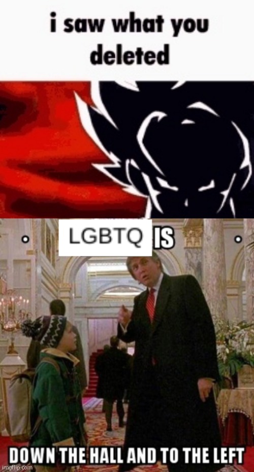 image tagged in i saw what you deleted,lgbtq is down the hall and to the left | made w/ Imgflip meme maker