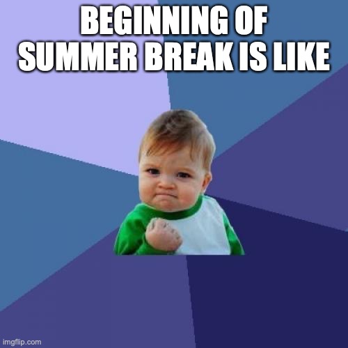 Success Kid | BEGINNING OF SUMMER BREAK IS LIKE | image tagged in memes,success kid | made w/ Imgflip meme maker