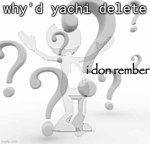i don rember | why'd yachi delete | image tagged in i don rember | made w/ Imgflip meme maker