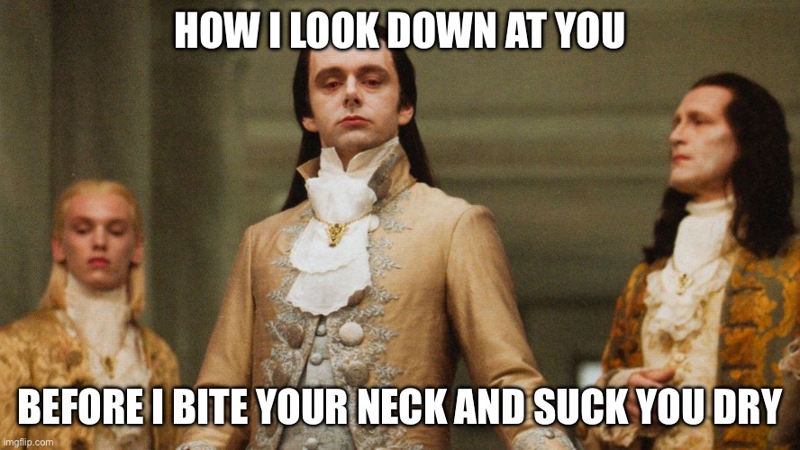 Judgmental Volturi | HOW I LOOK DOWN AT YOU BEFORE I BITE YOUR NECK AND SUCK YOU DRY | image tagged in judgmental volturi | made w/ Imgflip meme maker
