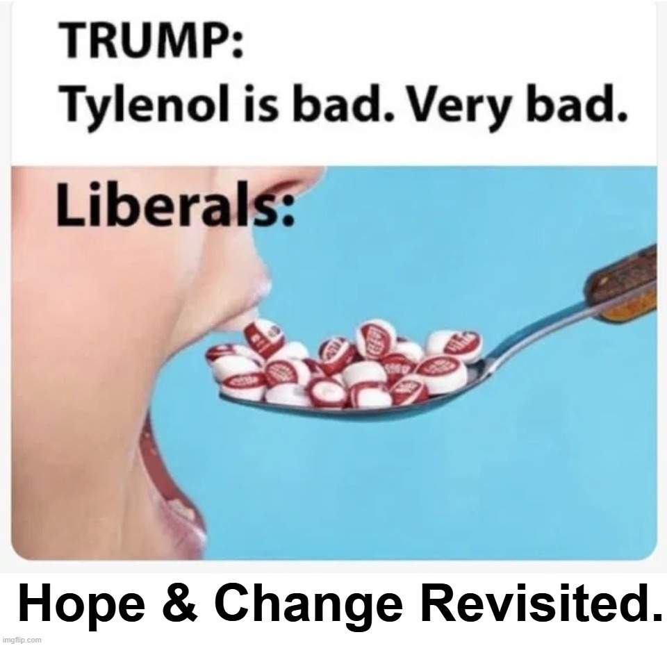 Hope & Change Revisited | image tagged in hope and change,tylenol,trump derangement syndrome,angry sjw,sjw triggered,chemical warfare | made w/ Imgflip meme maker