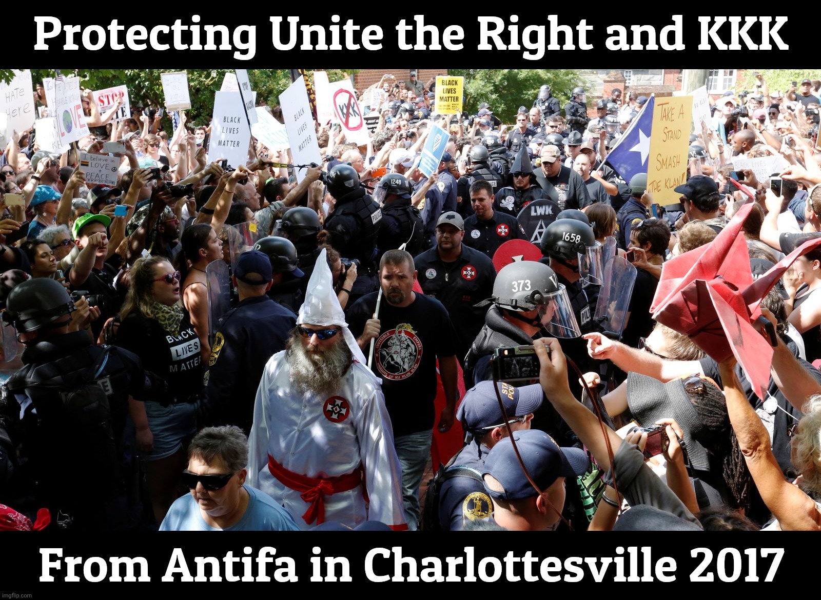 Protecting Unite the Right and KKK; From Antifa in Charlottesville 2017 | made w/ Imgflip meme maker