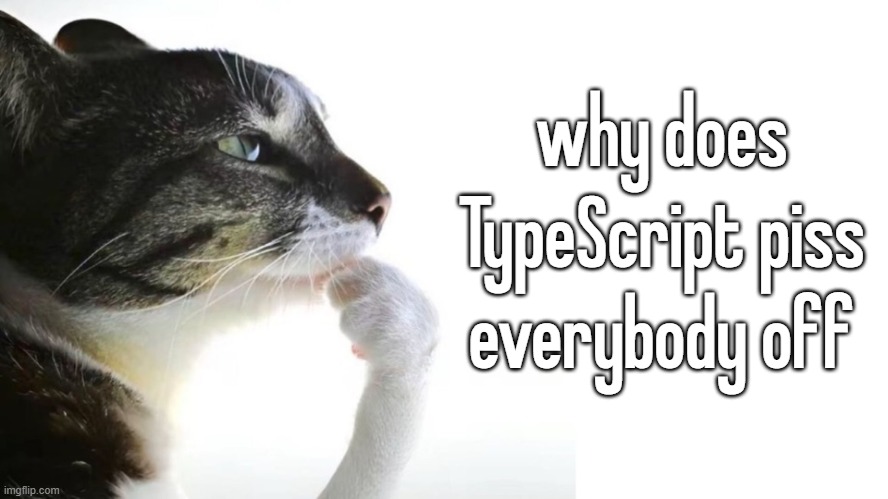 ts tuff | why does TypeScript piss everybody off | image tagged in thinker | made w/ Imgflip meme maker