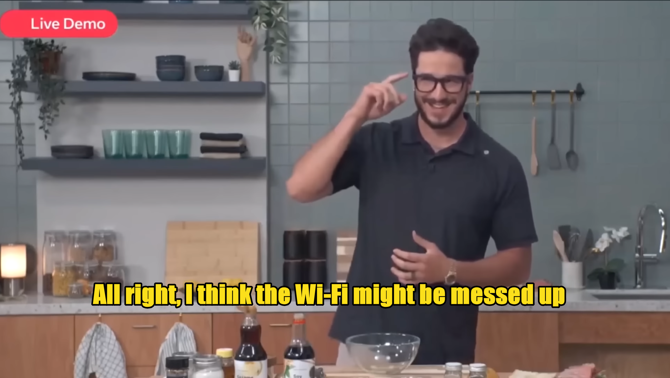 The wifi might be messed up - Meta AI Glasses live demo fail Blank Meme Template