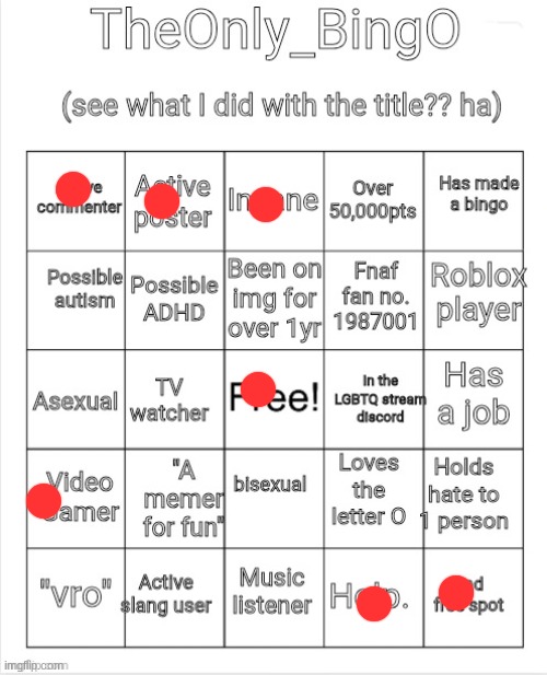 corny ass bingo | image tagged in o's bubububingooo | made w/ Imgflip meme maker