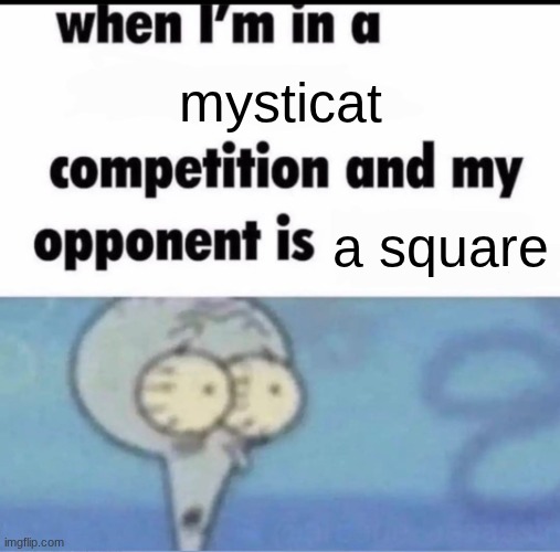 Me when I'm in a .... competition and my opponent is ..... | mysticat; a square | image tagged in who is | made w/ Imgflip meme maker