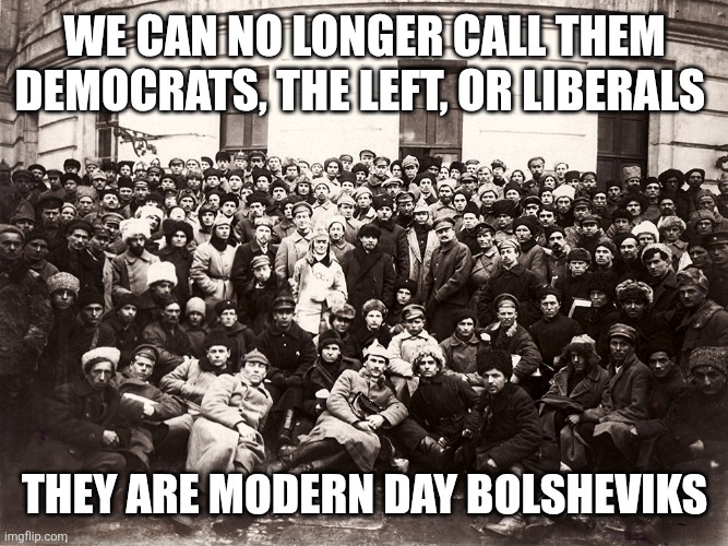 WE CAN NO LONGER CALL THEM DEMOCRATS, THE LEFT, OR LIBERALS; THEY ARE MODERN DAY BOLSHEVIKS | image tagged in funny memes | made w/ Imgflip meme maker