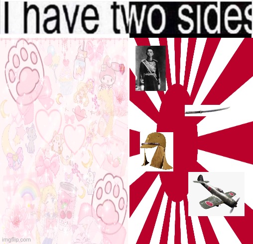 I have two sides | image tagged in i have two sides,ww2,japan,kawaii,memes,fun | made w/ Imgflip meme maker