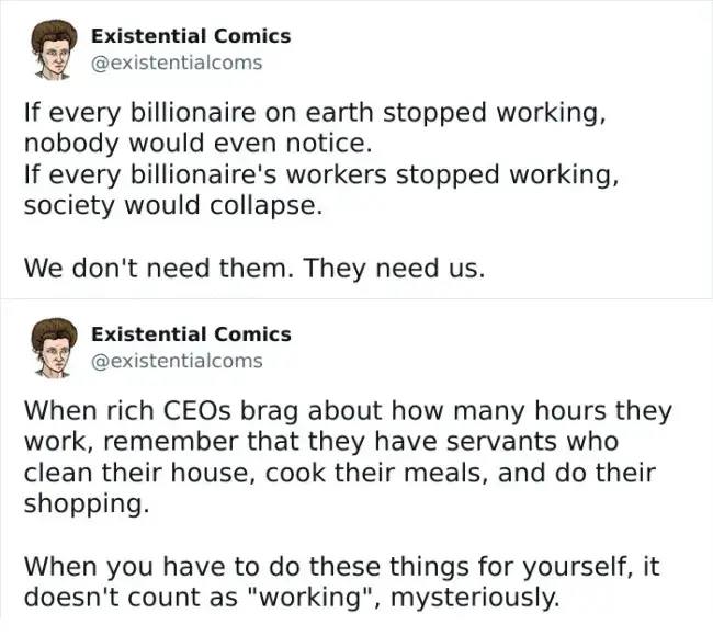 Billionaires stop working (Existential Comics) Blank Meme Template