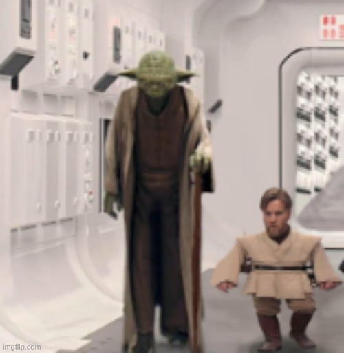 Tall Yoda Small Obiwan | image tagged in tall yoda small obiwan | made w/ Imgflip meme maker