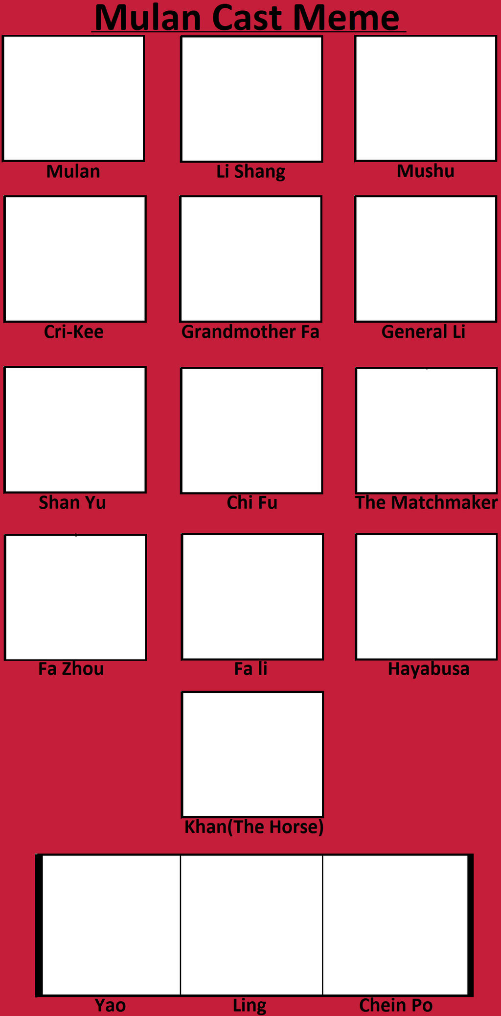 Mulan Cast Meme Blank Meme Template