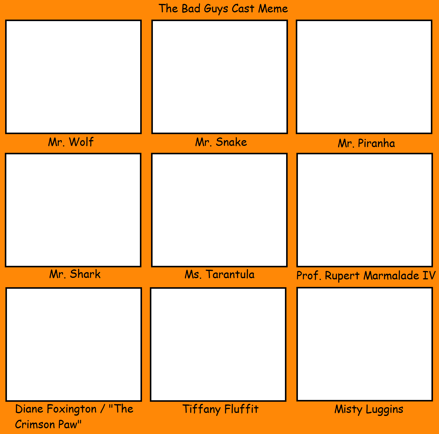 The bad guys cast meme template Blank Meme Template