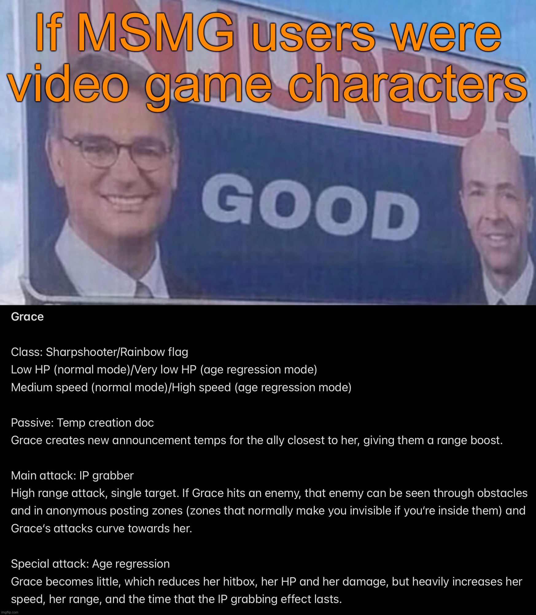 Another new secondary class | If MSMG users were video game characters | image tagged in injured good announcement,msmg videogame | made w/ Imgflip meme maker