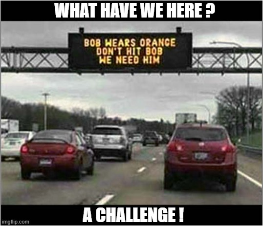 It's Not Looking Good For Bob ! | WHAT HAVE WE HERE ? A CHALLENGE ! | image tagged in cars,running over,challenge,dark humour | made w/ Imgflip meme maker