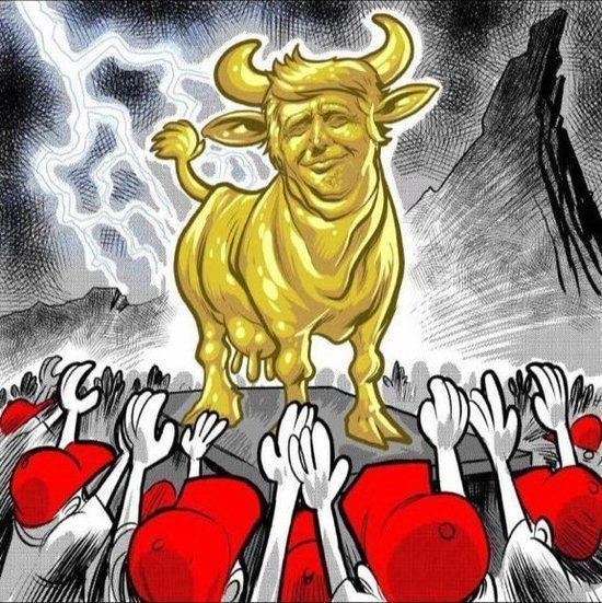 Donald Trump Golden Calf  MAGA mammon-worshipers Blank Meme Template