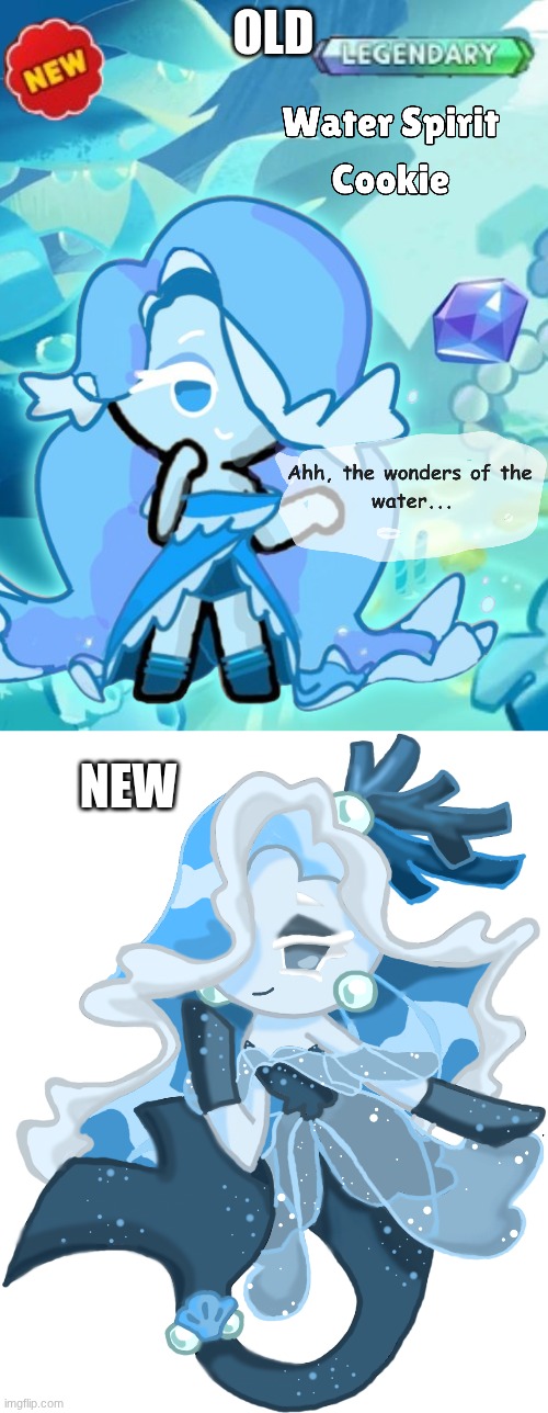 glow up for CRK oc water Spirit Cookie :3 | OLD; NEW | made w/ Imgflip meme maker