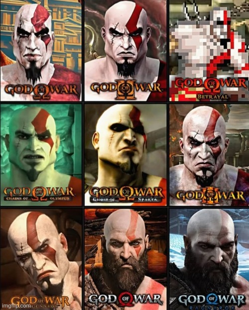 how Kratos looks in different God of War games | made w/ Imgflip meme maker
