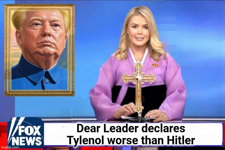 Tylenol | Dear Leader declares
Tylenol worse than Hitler | image tagged in dear leader | made w/ Imgflip meme maker