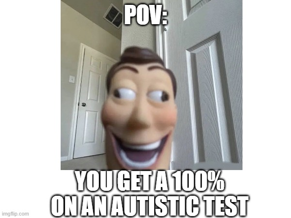 Toy story meme | POV:; YOU GET A 100% ON AN AUTISTIC TEST | image tagged in toy story | made w/ Imgflip meme maker