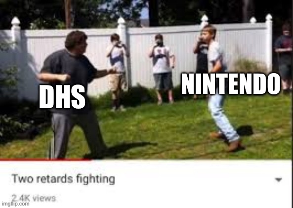 Two idiots fighting | DHS NINTENDO | image tagged in two idiots fighting | made w/ Imgflip meme maker