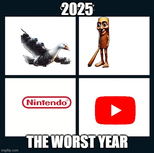the first single: bullshit inc | 2025; THE WORST YEAR | image tagged in demon days blank | made w/ Imgflip meme maker