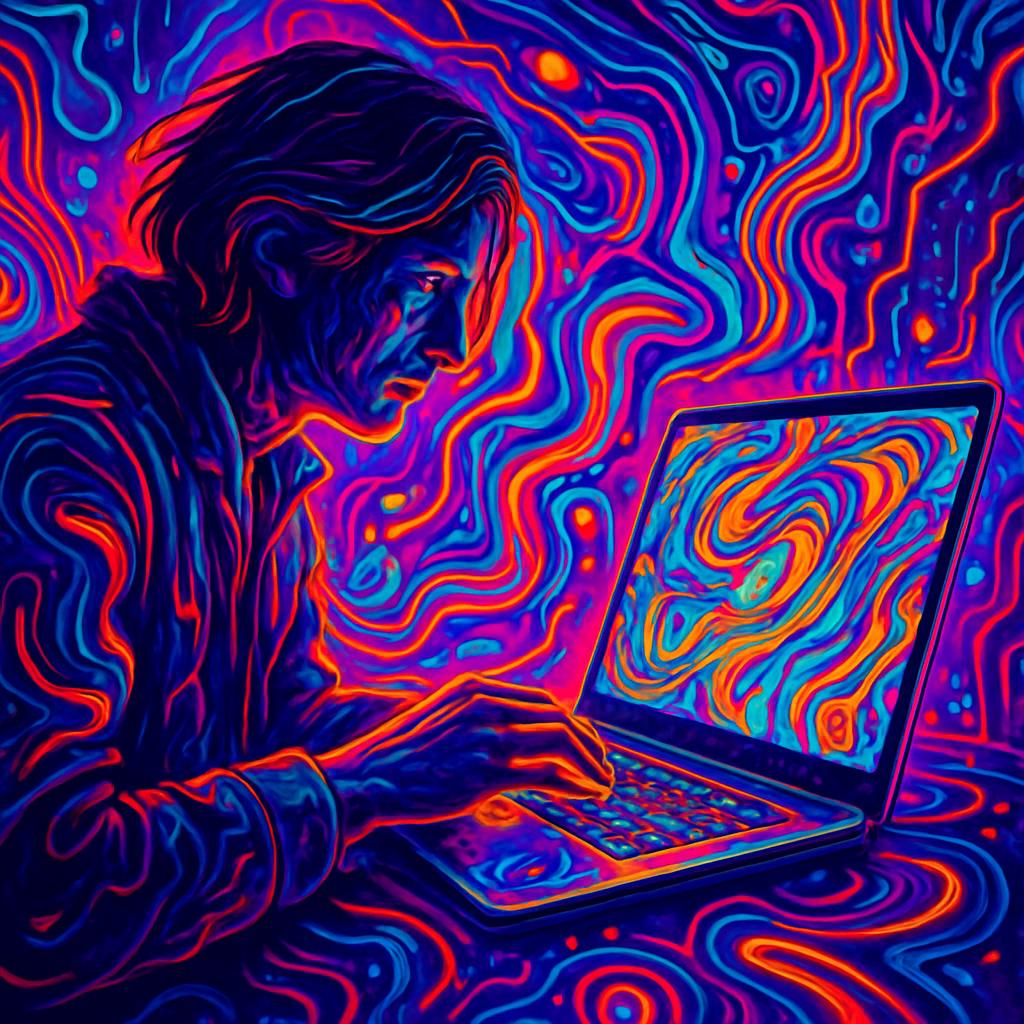 researching on a laptop Blank Meme Template