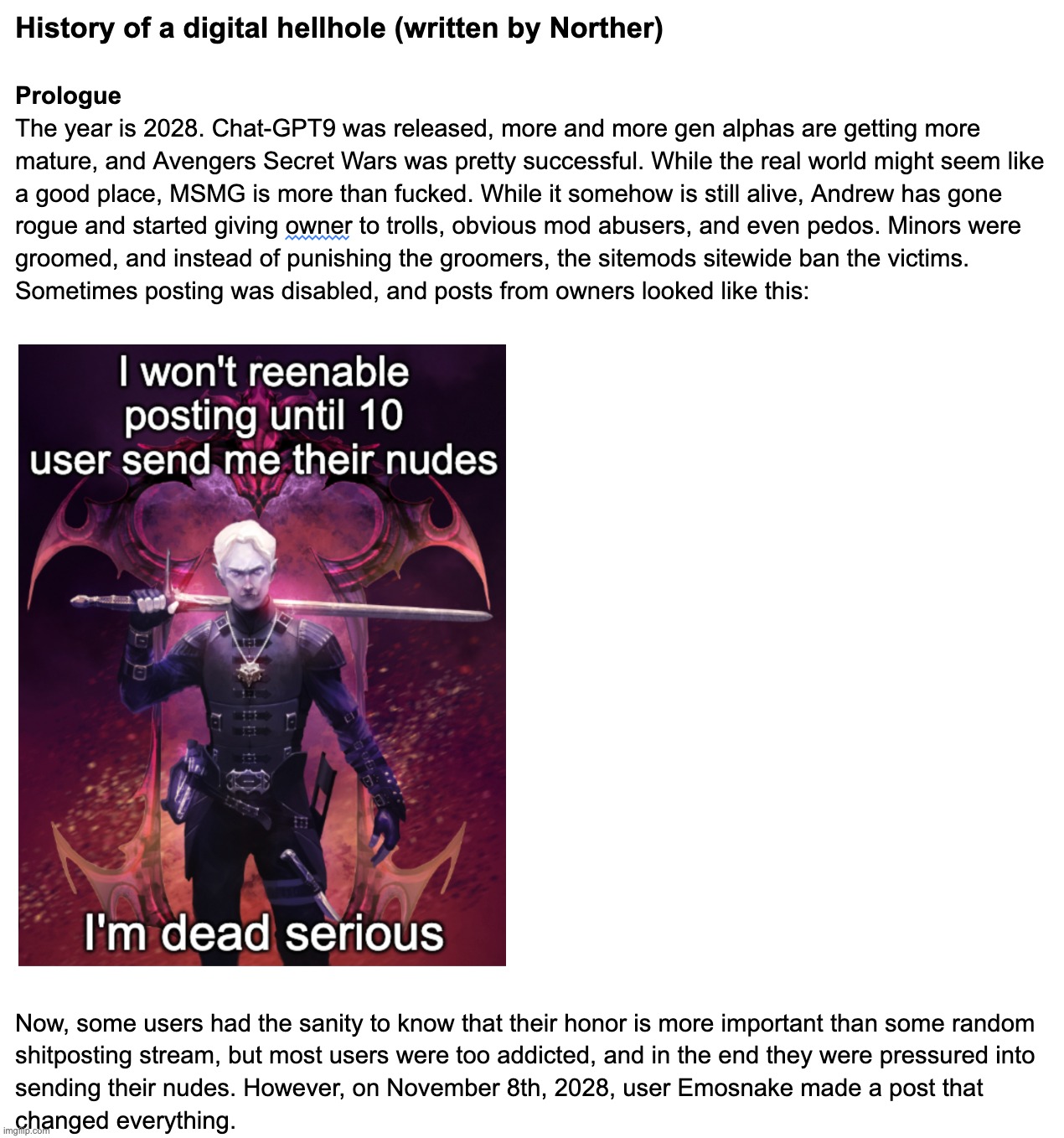 Prologue of the MSMG fanfic is done | made w/ Imgflip meme maker