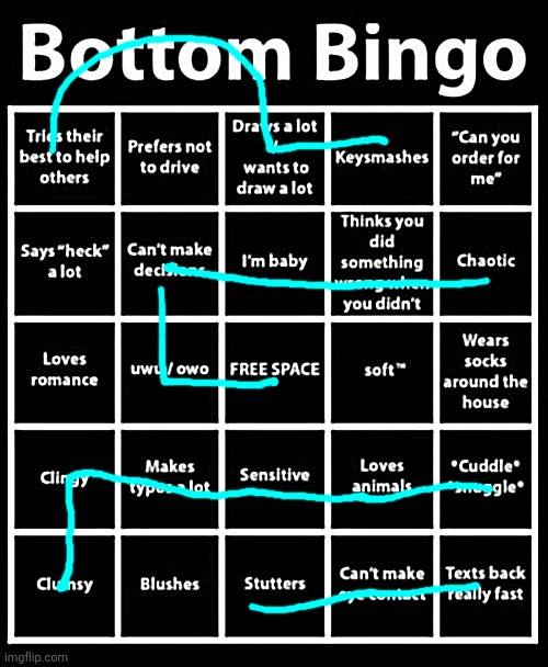 Im black i physically cannot blush | image tagged in bottom bingo | made w/ Imgflip meme maker