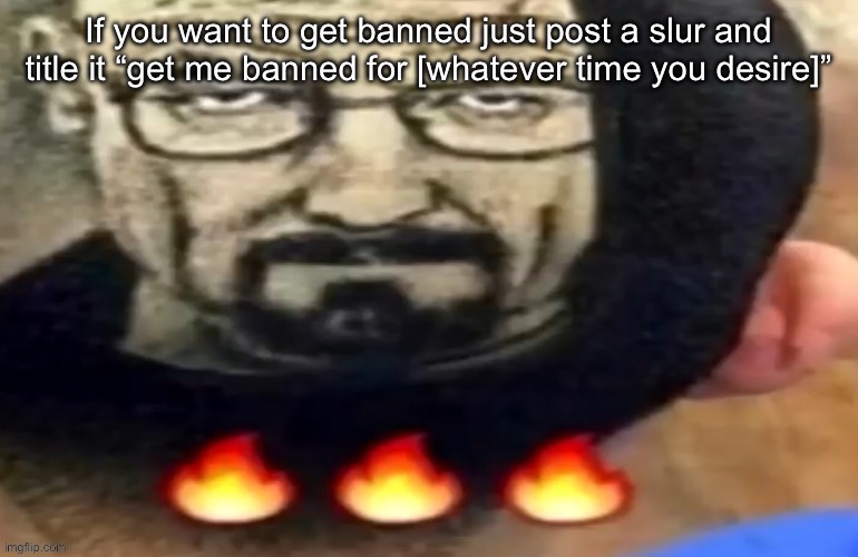 heisenberg haircut | If you want to get banned just post a slur and title it “get me banned for [whatever time you desire]” | image tagged in heisenberg haircut | made w/ Imgflip meme maker