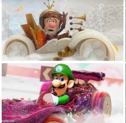 Have a meme. On the house. | image tagged in meme,luigi death stare,king candy | made w/ Imgflip meme maker