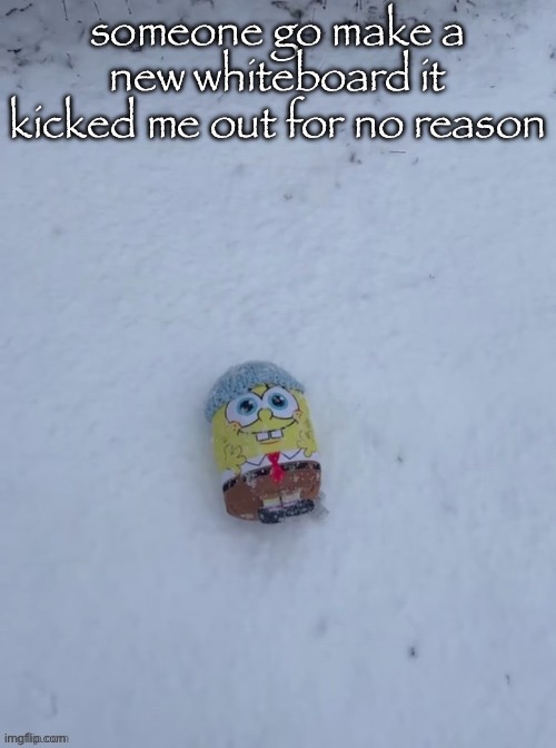 snowbob | someone go make a new whiteboard it kicked me out for no reason | image tagged in snowbob | made w/ Imgflip meme maker