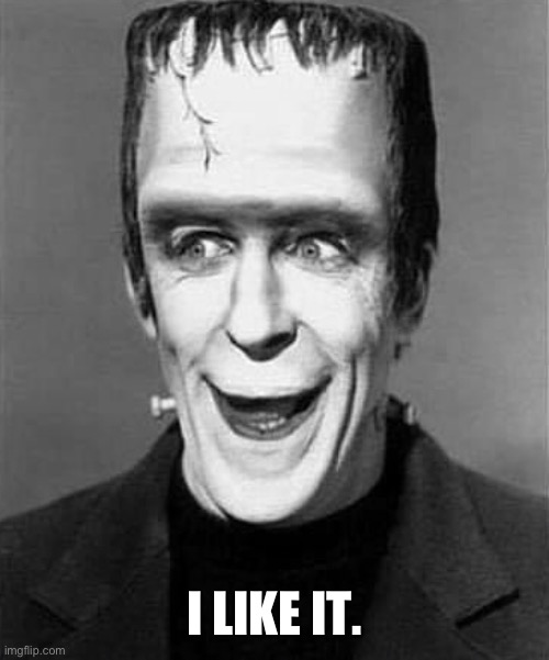 I lkie it | I LIKE IT. | image tagged in herman munster | made w/ Imgflip meme maker
