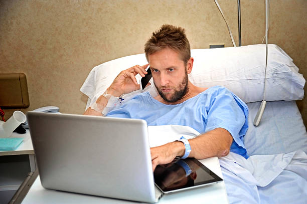 hospital with laptop Blank Meme Template