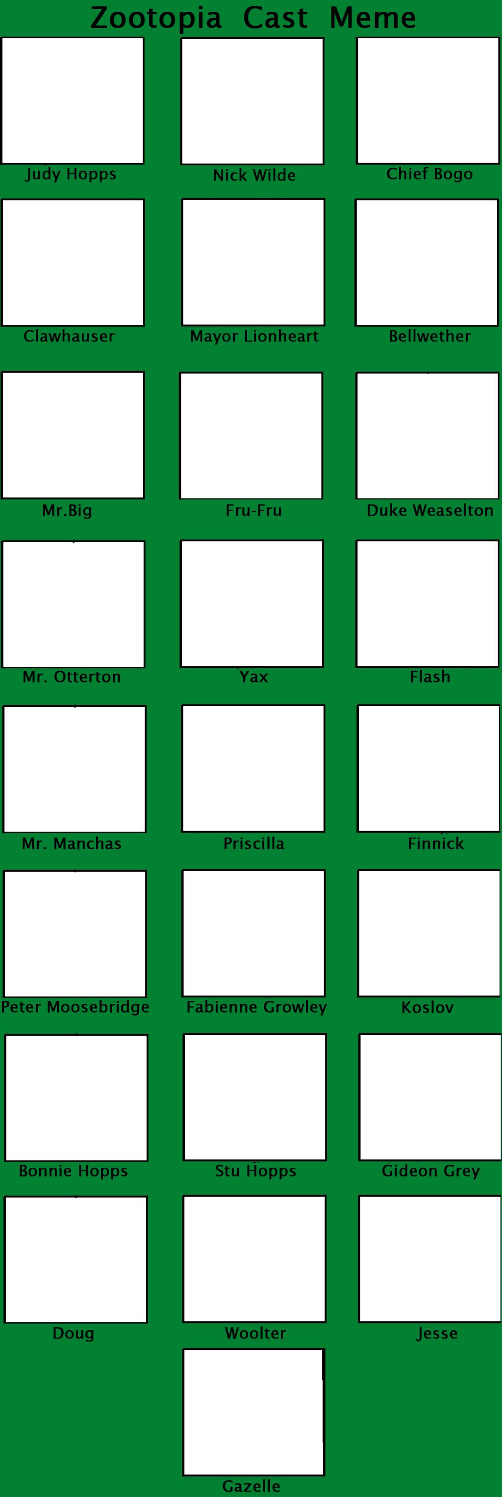 Zootopia cast meme Blank Meme Template