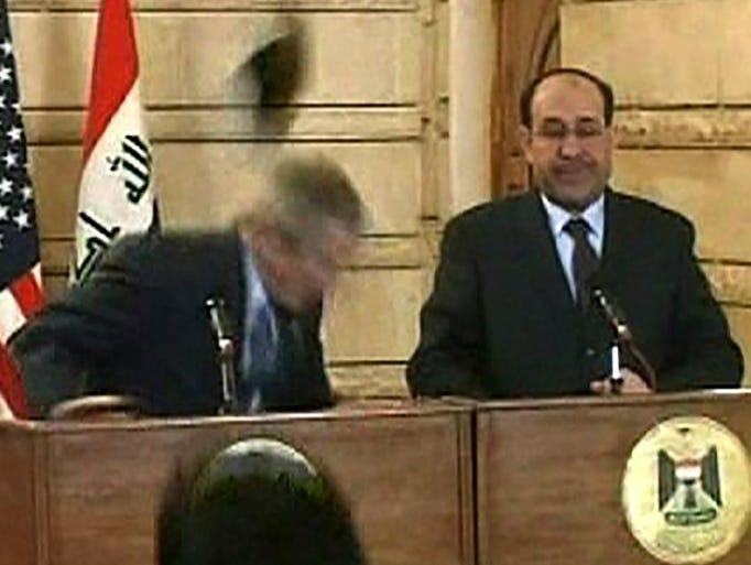 Bush dodges shoe Blank Meme Template