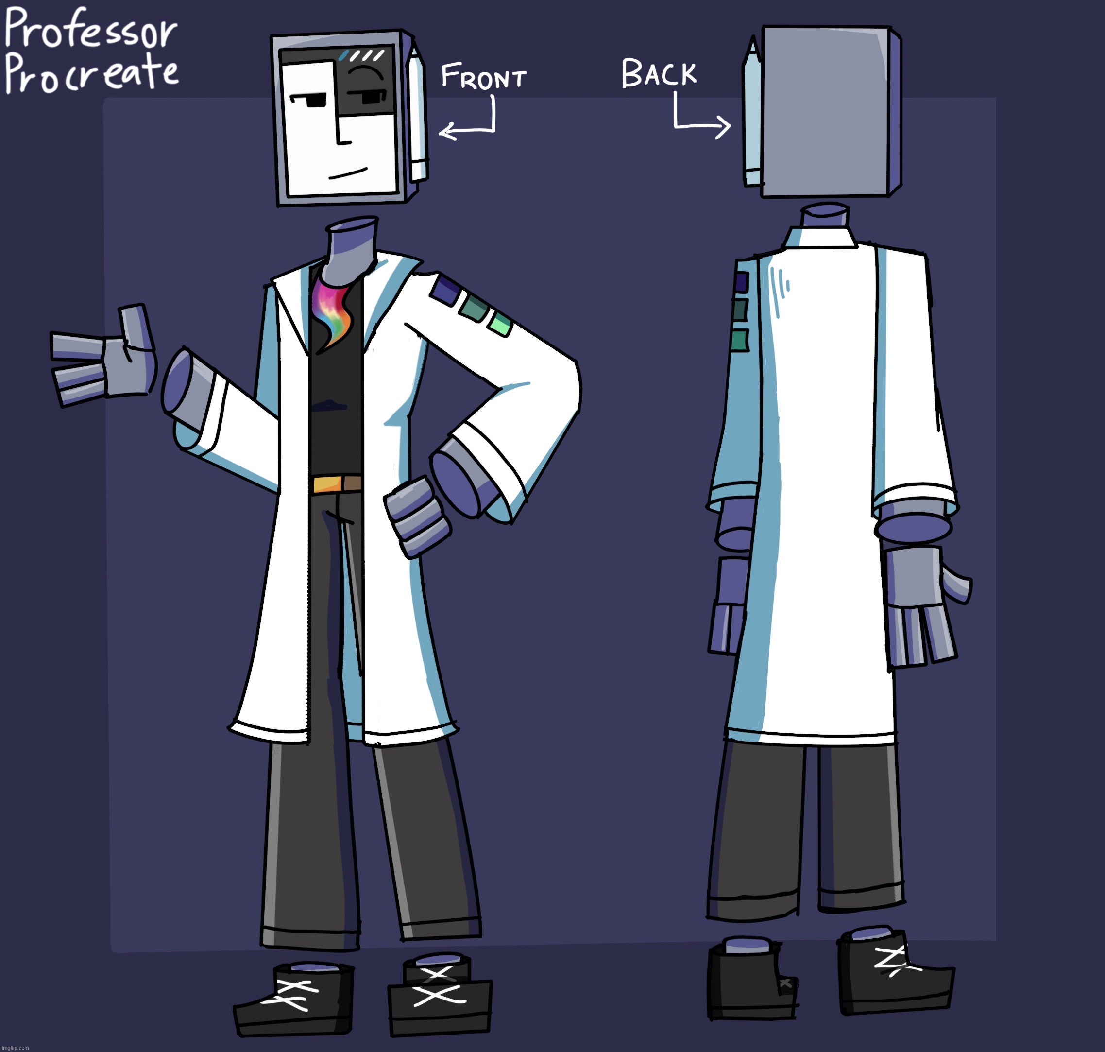 Professor Procreate’s character design sheet (so that you can draw him) | made w/ Imgflip meme maker
